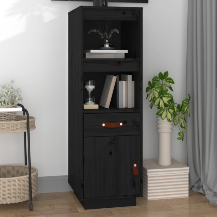 vidaXL Dulap &icirc;nalt, negru, 34x40x108,5 cm, lemn masiv de pin 820156