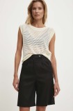 Answear Lab pantaloni scurti femei, culoarea negru, neted, high waist