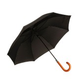 Umbrela neagra tip baston, maner din lemn, deschidere automata, ? 120cm