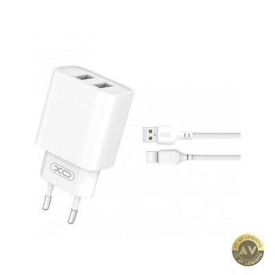 Incarcator Retea Cu Cablu USB-C XO Design BPCE02C 10.5W 2.1A 2 x USB-A Alb foto