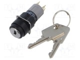Comutator rotativ cu cheie 16mm EAO, 2 poziții, 2 pini NO