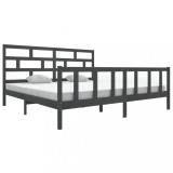 Cumpara ieftin Cadru de pat, gri , 200x200 cm, lemn masiv de pin