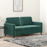 VidaXL Canapea cu 2 locuri, verde &icirc;nchis, 140 cm, catifea 359444
