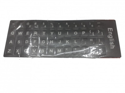 Sticker tastatura laptop nou Negru cu litere albe US foto