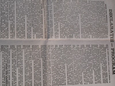 Declaratie-Program, Uniunea Vatra Romaneasca, format A3 foto