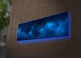 Cumpara ieftin Tablou Canvas cu Led Galaxie fara Priza, Albastru, 90x30 cm