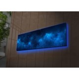 Tablou Canvas cu Led Galaxie fara Priza, Albastru, 90x30 cm