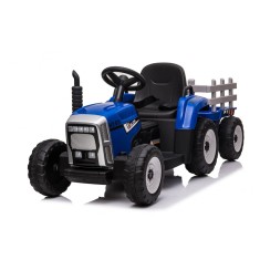 Tractoras electric Kinderauto BJ-611 60W 12V cu remorca si telecomanda albastra