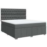Cumpara ieftin Pat box spring cu saltea, gri inchis, 180x200 cm, textil