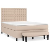 Cumpara ieftin Pat box spring cu saltea, cappuccino, 140x190cm piele ecologica
