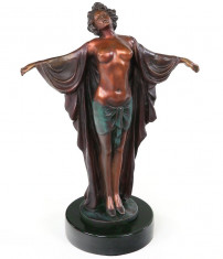 Dansatoare Art Deco - statueta din bronz pe soclu din marmura BM800 foto