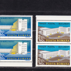 ROMANIA 1975 LP 899 ZIUA MARCII POSTALE ROMANESTI BLOCURI DE 4 TIMBRE MNH