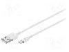 Cablu mufa Apple Lightning, USB A mufa, USB 2.0, lungime 0.5m, alb, Goobay - 72905 foto