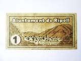Rara! Spania 1 Peseta 1937 Ripoll-Razboiul Civil
