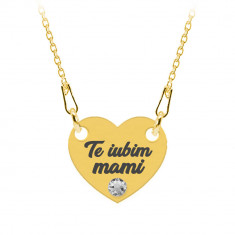 Claudia - Colier personalizat inimioara din argint 925 placat cu aur galben 24K