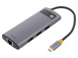 Hub USB HDMI RJ45 USB A x3 USB C gri