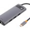 Hub USB HDMI RJ45 USB A x3 USB C gri