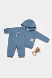 Cumpara ieftin Set hanorac cu gluga si pantaloni, Two thread, 100%bumbac organic - Indigo, BabyCosy (Marime: 6-9 luni)