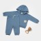 Set hanorac cu gluga si pantaloni, Two thread, 100%bumbac organic - Indigo, BabyCosy (Marime: 18-24 Luni)