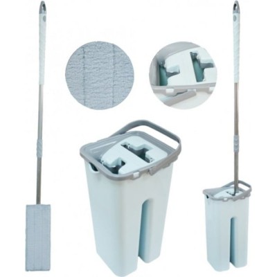 Set galeata cu mop plat din microfibra, cu doua compartimente, 8L foto