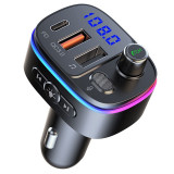 Cumpara ieftin Modulator FM Techstar&reg; T65, Bluetooth 5.0, Voltaj Baterie, USB, QC 3.0 + 18W PD Type C, MicroSD, RGB