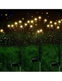 Cumpara ieftin Set 2 Lămpi Solare Gradină, 6 LED Alb Cald, 75cm, IP65, ABS, Decor Exterior, Autonomie 8h