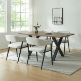 Set 4 scaune dining Kohlmand, tapitate, gri deschis, cu cotiere