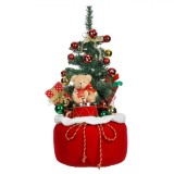 Sac Decorativ Brad Cadouri cu Ursuleț, LED, Roșu, 60cm