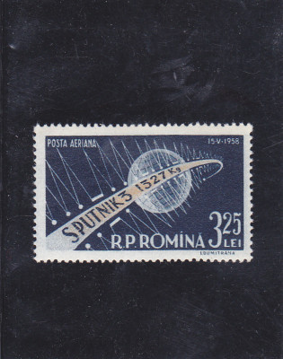 ROMANIA 1958 - AL III-LEA SATELIT ARTIFICIAL SPUTNIK 3 LP 460 MNH. foto