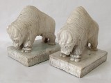Cumpara ieftin Pereche de Sculpturi din Alabastru, Buffalo/ Bivoli