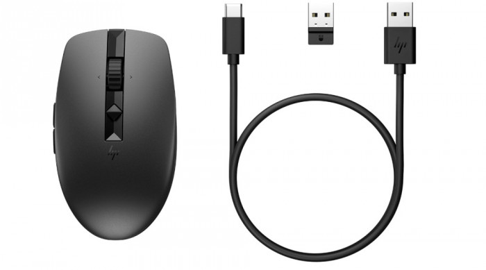 Mouse silentios reincarcabil HP 710, incarcare USB-C, negru - RESIGILAT