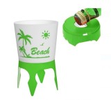 Suport Pahar Plaja cu Baza pentru Nisip si Deschizator Capace Sticla, 15cm, Verde