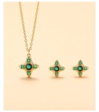 Cumpara ieftin Set Argint 925 Gold Emerald Star , Colier E i Cercei