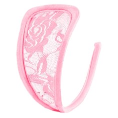 Bikini fara Bretele, Dantela Florala Transparenta, Roz Deschis, S-L
