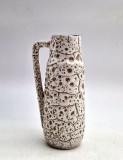 vaza cu toarta ceramica de la Scheurich min centuri modern fat lava glazura crem si alba 20 cm inaltime