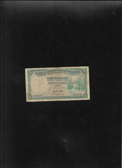 Rar! Albania 5 franka ari franchi oro 1926 seria06682