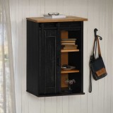 VidaXL Dulap suspendat HALDEN cu ușă glisantă negru 49x22,5x70 cm pin