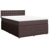 Cumpara ieftin Pat box spring cu saltea, maro inchis, 140x200 cm, textil
