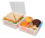 Set 2 cutii alimente din plastic colorat Sistema Lunch Cube To Go 1.4L, Sistema Plastics