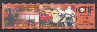 ROMANIA 2004 LP 1654 a POMPIERI SERIE CU VINIETA DREAPTA MNH foto