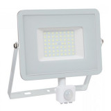 Proiector V-Tac cu LED SMD, 50 W, 6400K, IP65, senzor de miscare, CIP Samsung, Alb, Vtac