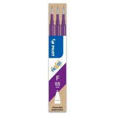Set 3 rezerve roller Frixion Ball Pilot 0.5 mm varf fin Rezerva roller Pilot Frixion Clicker 0.5 mm 3 bucati/set violet