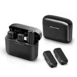 Microfon Lavaliera Wireless Dublu Techsuit LW4, Mufa Lightning, Negru - iPhone/iPad