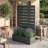 Jardiniera cu paravan si suport plante Heerde 150x90x38 cm gri