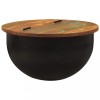 Masuta cafea Gossi neagra, 50x27 cm, lemn masiv reciclat, compartiment depozitare, design modern