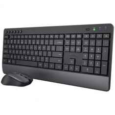 Kit Tastatura si Mouse Trust Trezo, USB Wireless, Gri/Negru