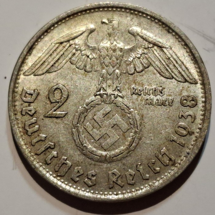 Germania Nazista 2 reichsmark 1938 B argint