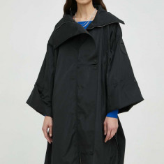 MMC STUDIO palton femei, culoarea negru, de tranzitie, oversize
