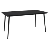 vidaXL Masă de grădină, negru, 150 x 80 x 74 cm, oțel și sticlă 312158
