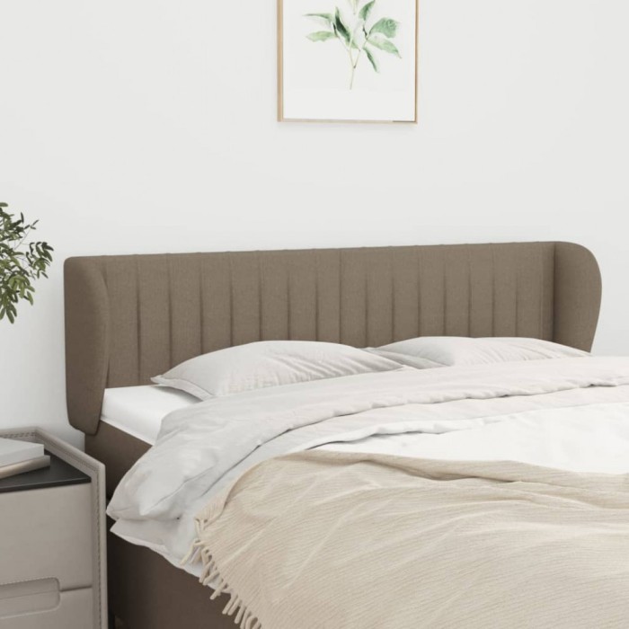 vidaXL Tăblie de pat cu aripioare gri taupe 147x23x78/88 cm textil 3117384